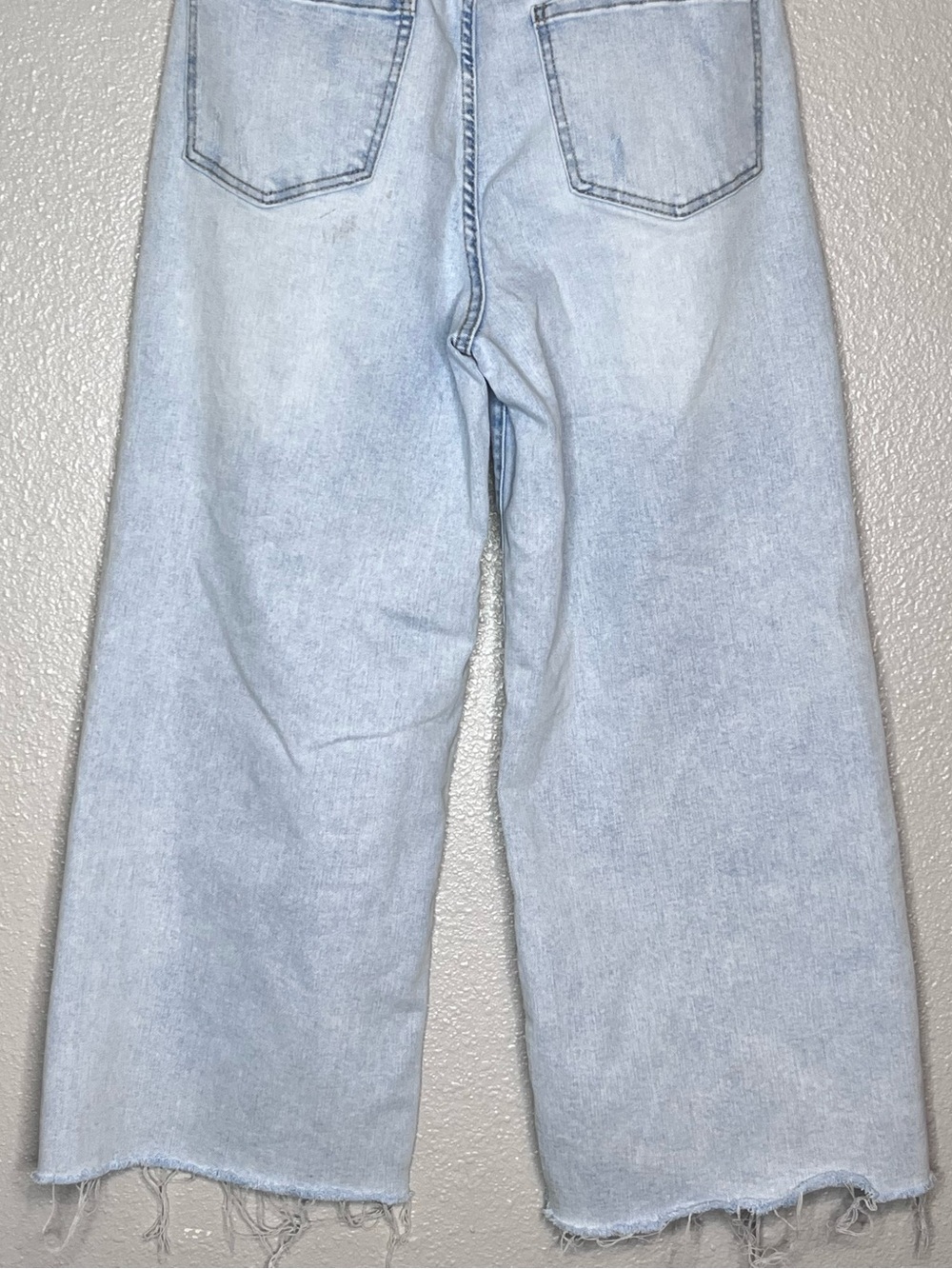 Oat New York Light-blue High-rise Raw Hem Cropped Wide-leg Jeans Sz 29 - Picture 6 of 13